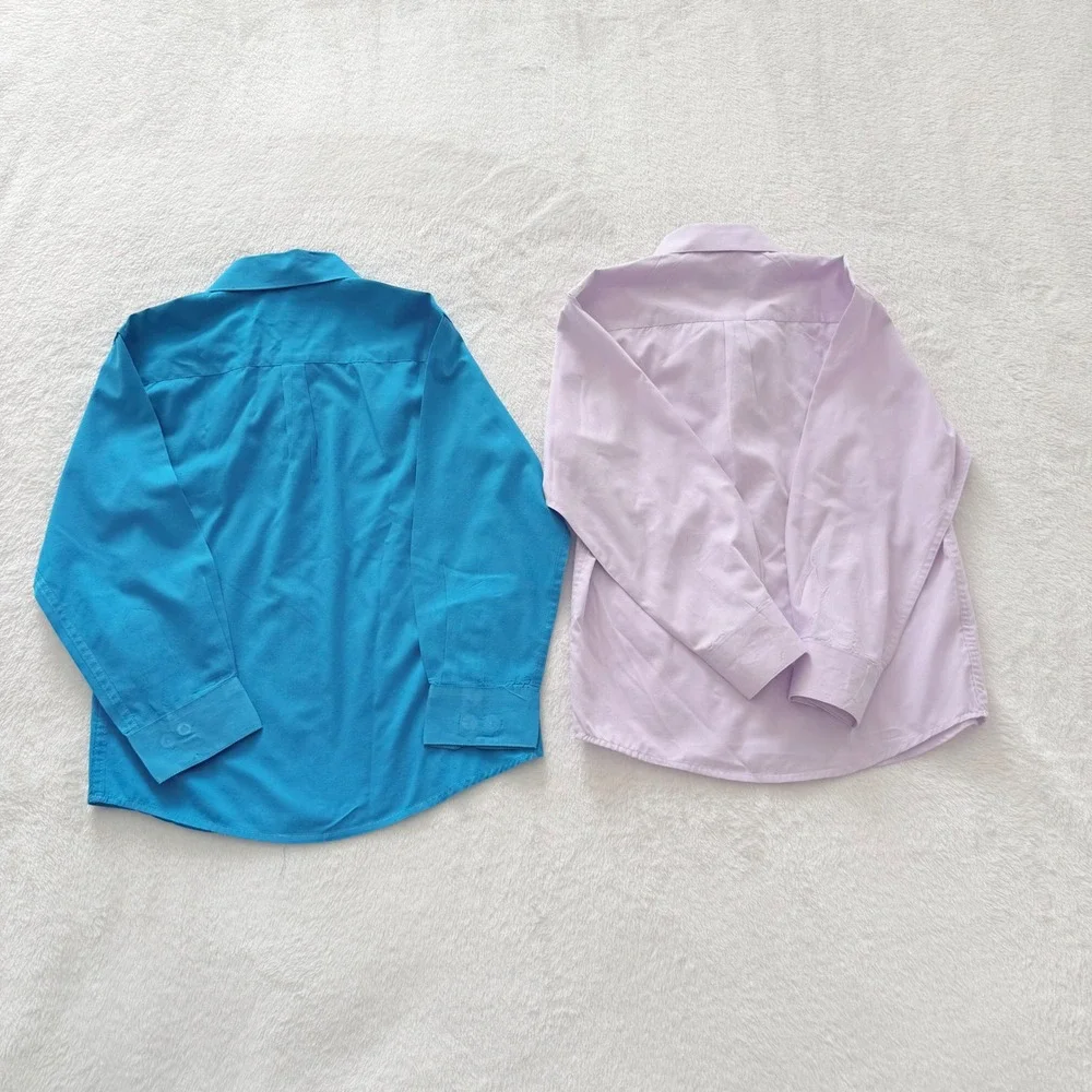 Berlioni Italy Boys 2 Pack Dress Shirts Size 6‎ Turquoise Blue Lavender Purple
